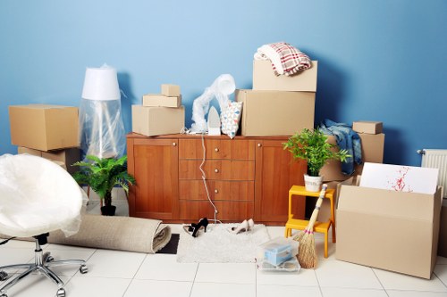 Loading furniture and boxes into a moving van