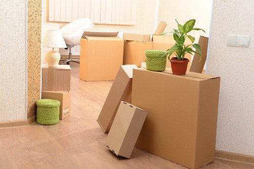 Fragile household items packed with protective materials for transport