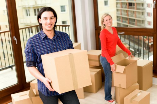 Boxes and furniture prepared for a house move in Haringey